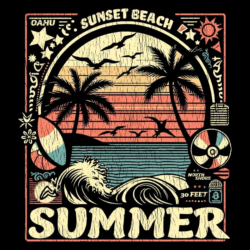 Surf et été en style vintage à Hawaï