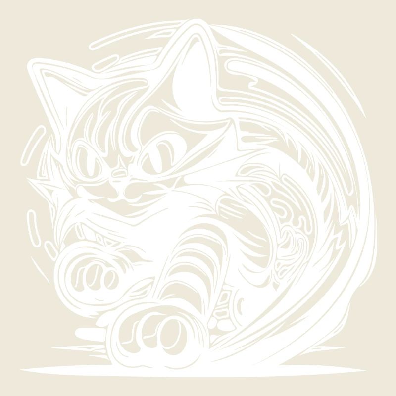 Chat domestique sauvage maladroit dans le style de tatouage