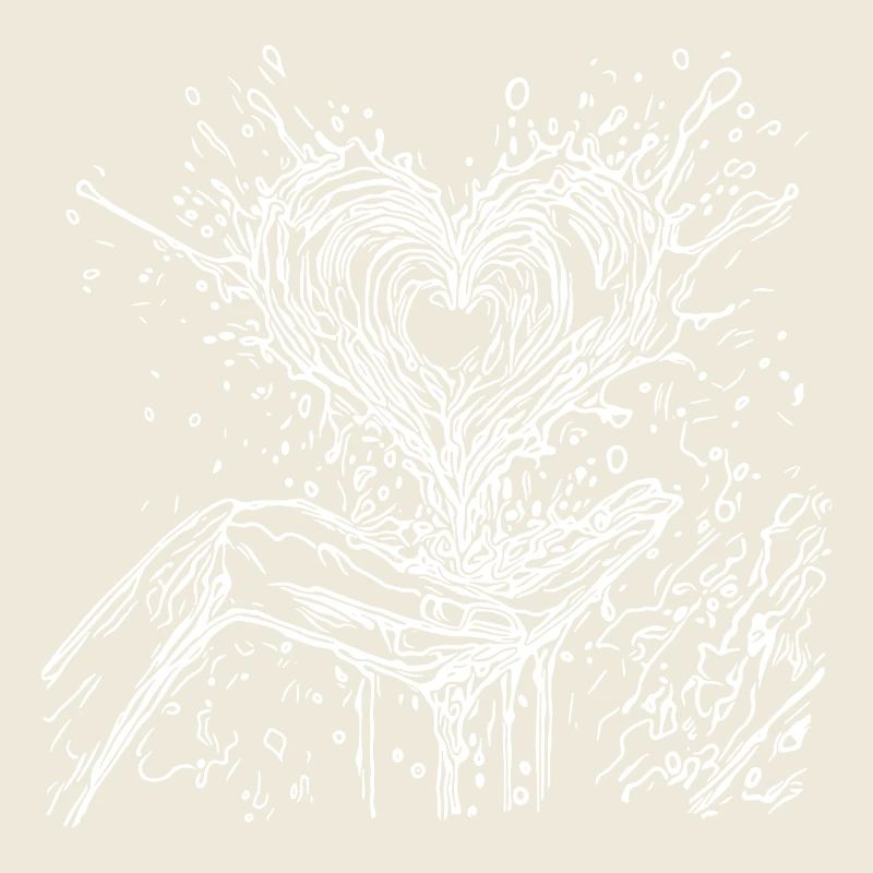 Heart in love bubbling out of hand in splash