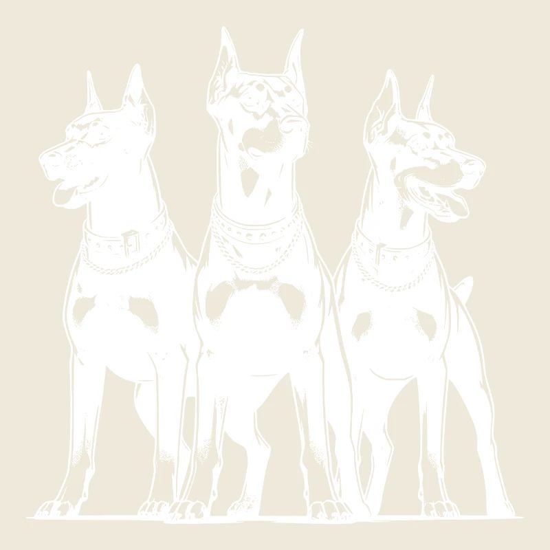 Drei elegante wachsame Dobermänner Hunde