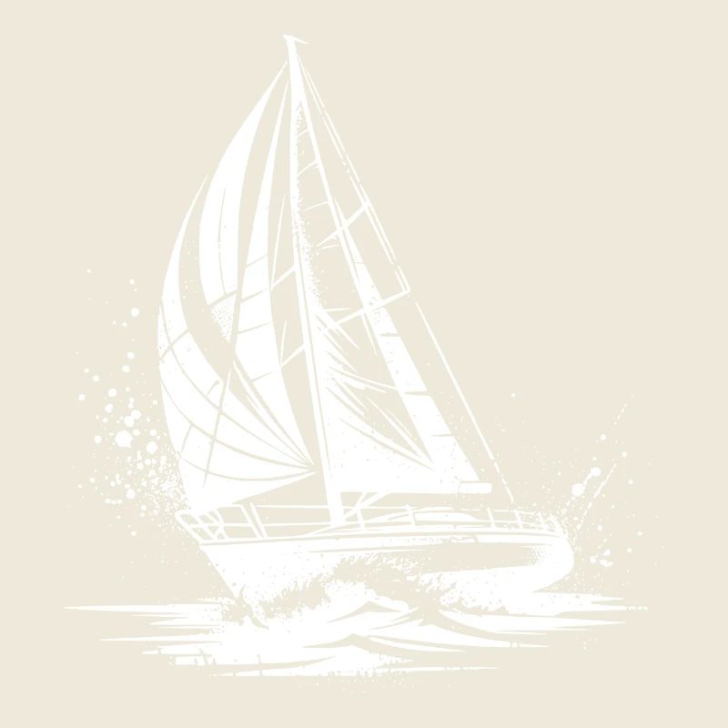 Chic Sailboat Under Sail Splash Swell