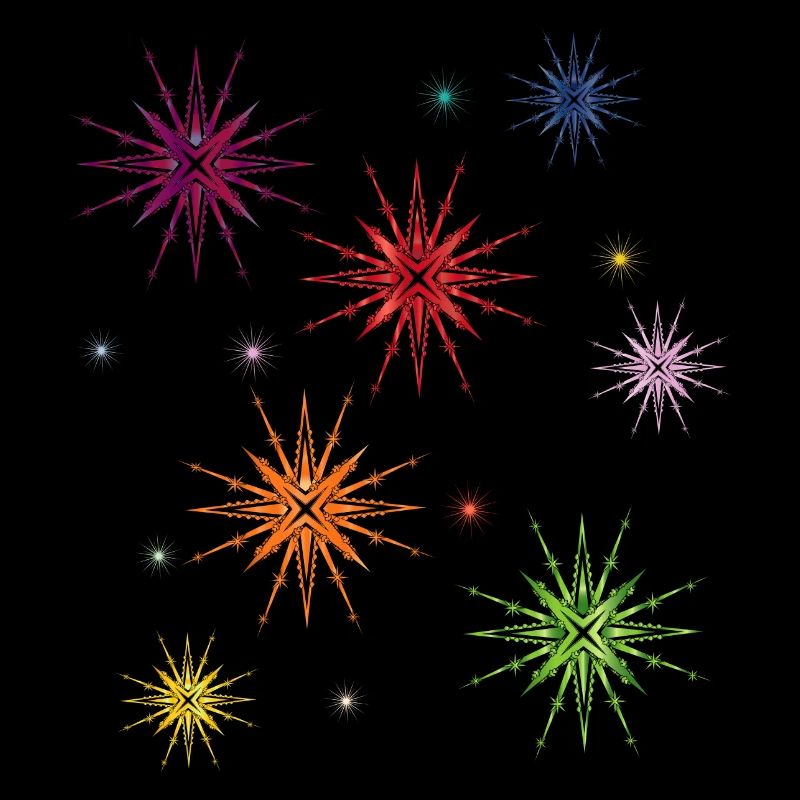 bunte Sterne am Sternenhimmel