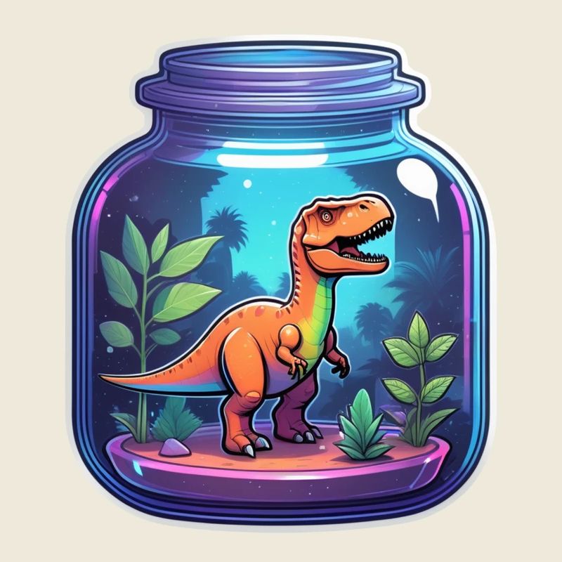 Dinosaurier in einem Cartoon-Glas