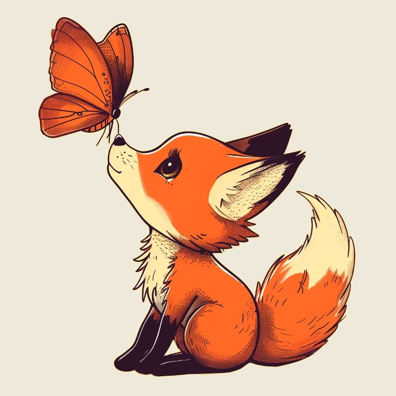 Renard avec papillon
