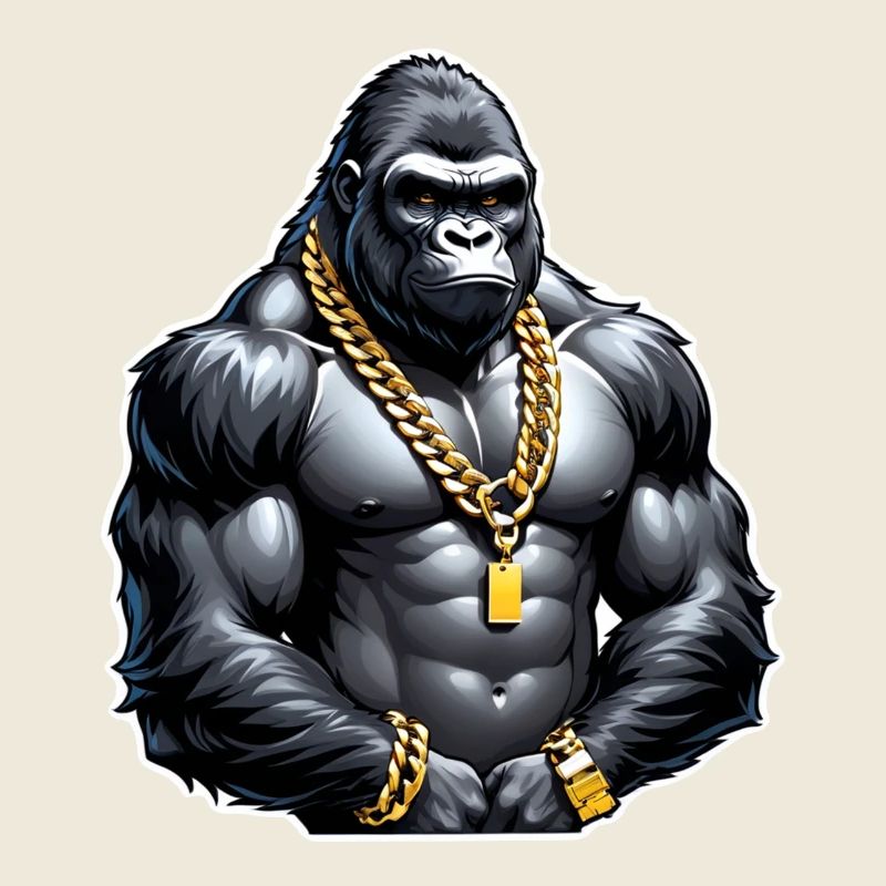 Gorilla mit Goldkette