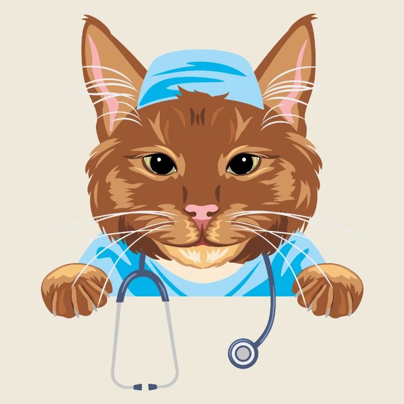 Mignon chat roux docteur