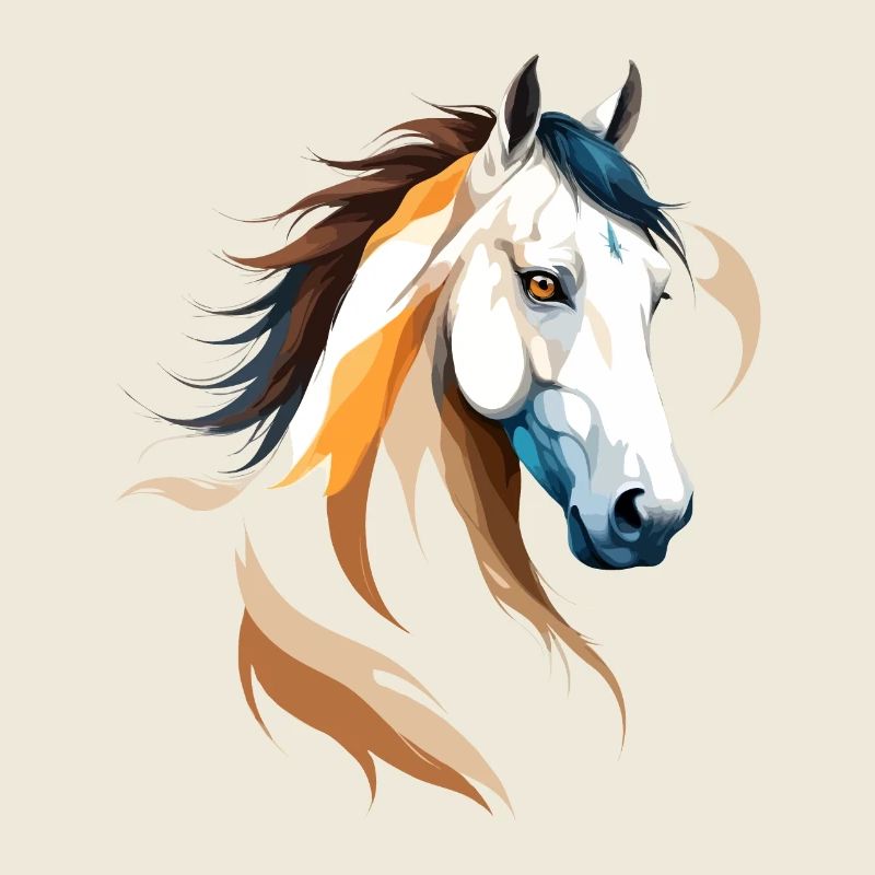 Pferd Vektor Kunst mit lebendiger Farbillustration