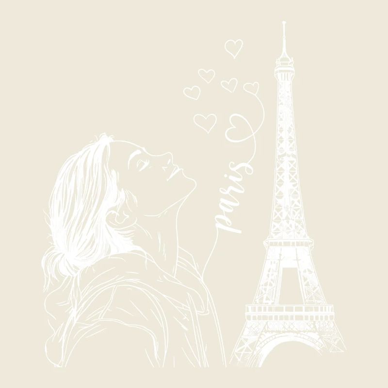 Paris Eiffelturm Frankreich Frau Herzen Line Art