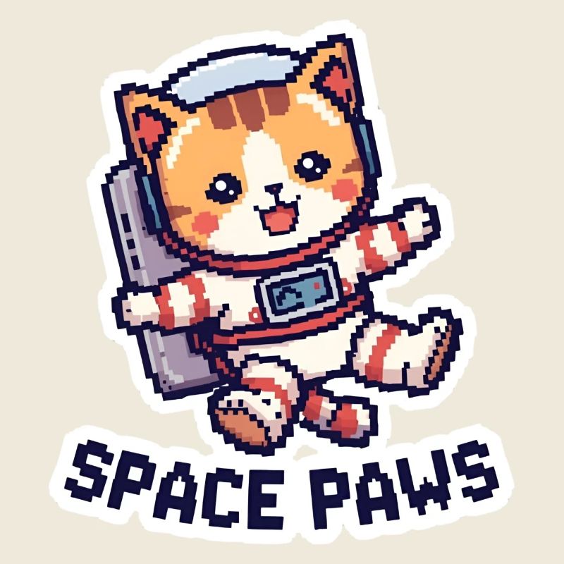 Space Paws – Chat pixel dans l’espace