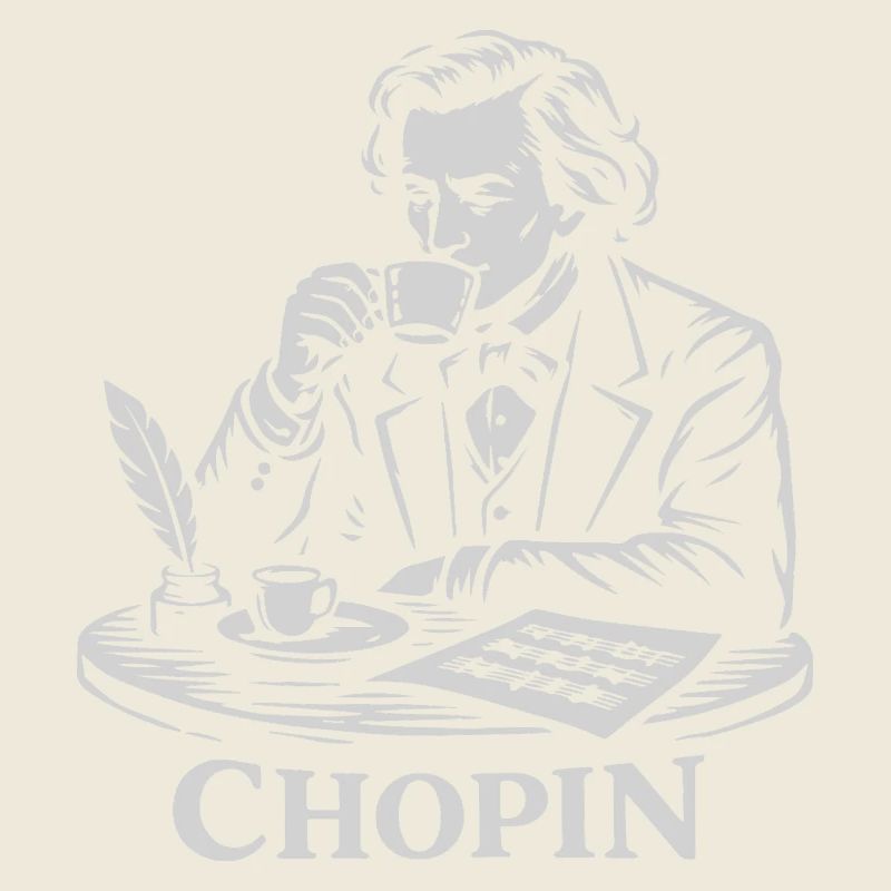 Chopin Coffee Portrait Vintage Line Art