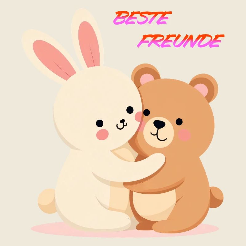 Beste Freunde Kuscheln Süße Tiere Hase und Bär