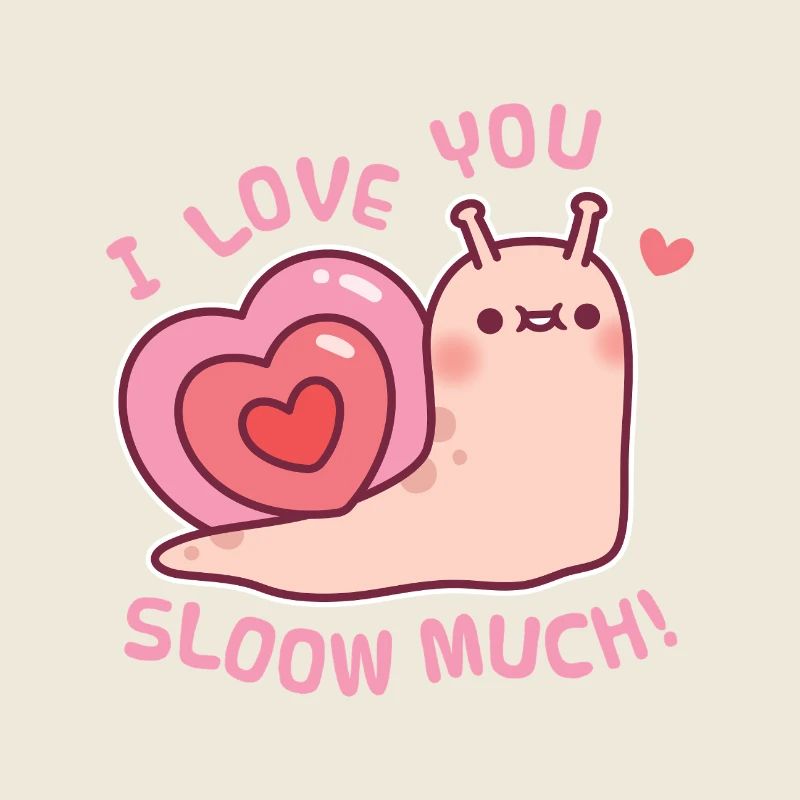 Süße Schnecke mit herzförmiger Schale Ich liebe dich langsam