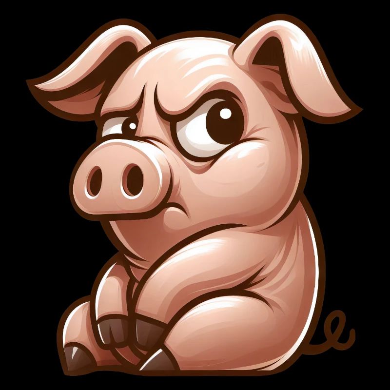 Skeptical cartoon pig funny look