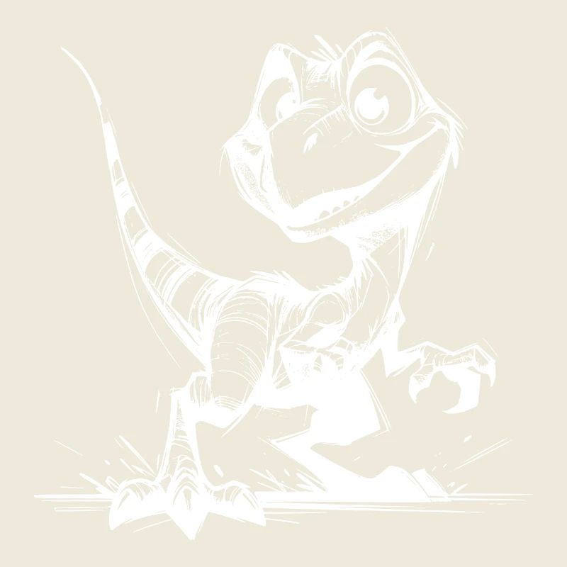 Cute Naughty Raptor Baby Dino Sketch