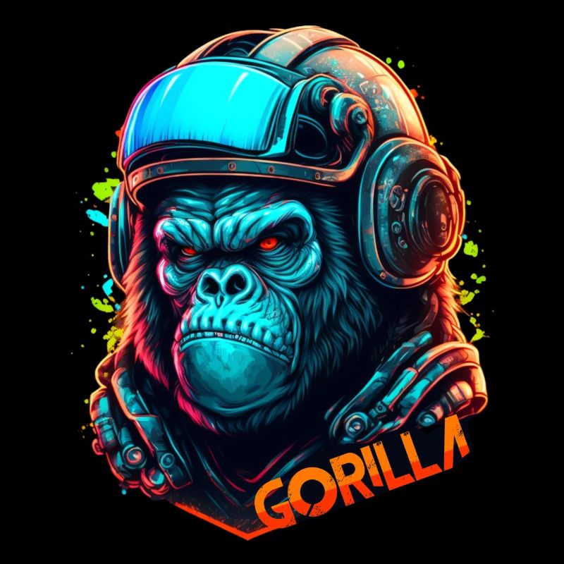 Gorille astronaute néon casque