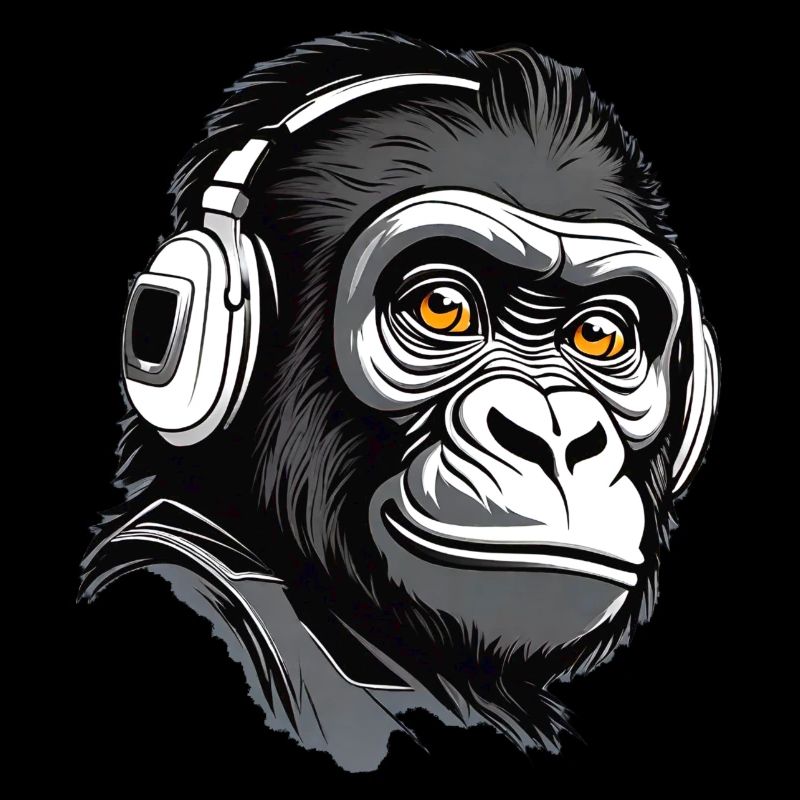 Cooler Gorilla mit Kopfhörer