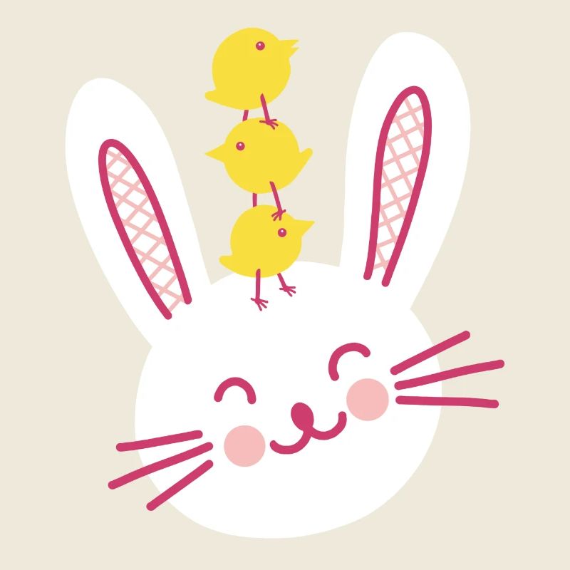 Lapin de Pâques et trois poussins mignons
