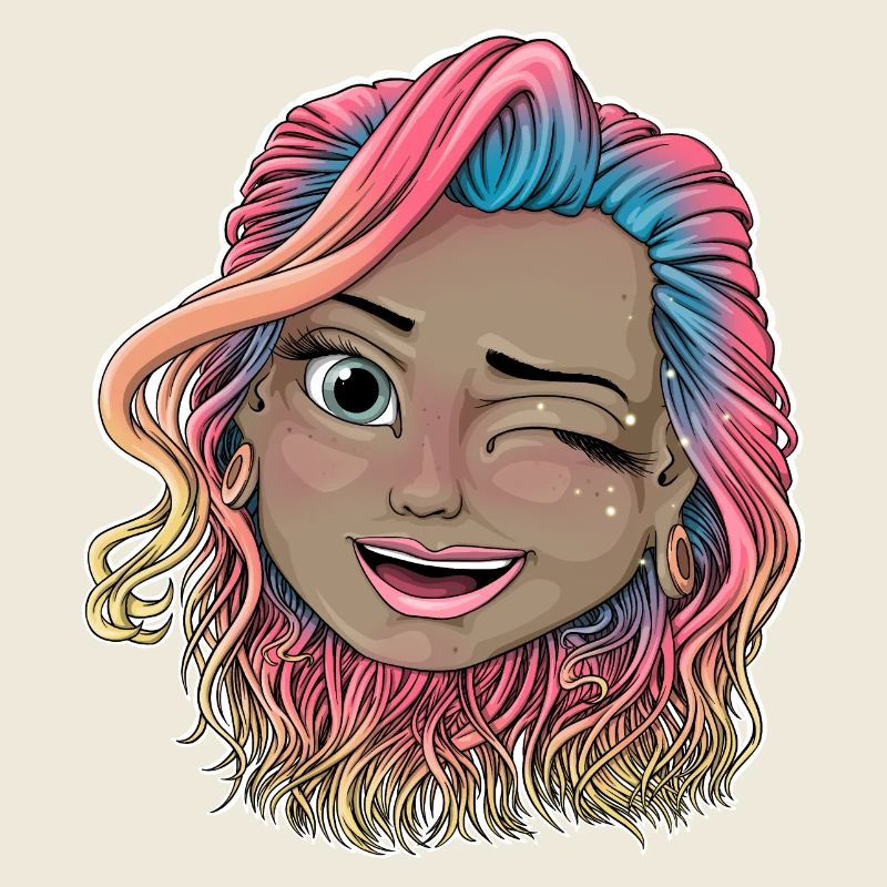 Vibrant Winking Illustration