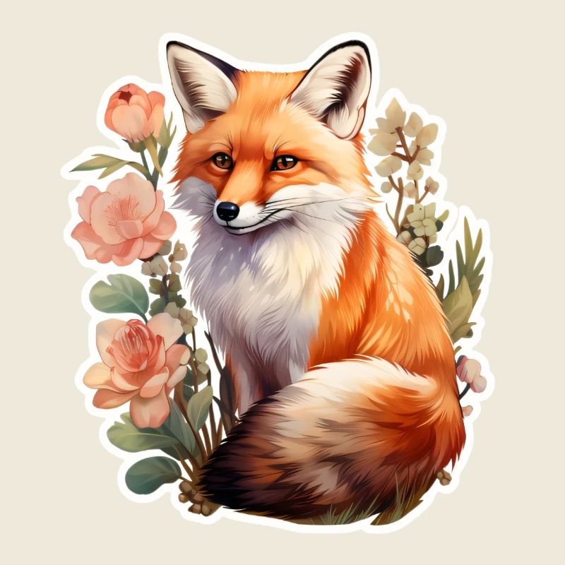 Fox among flowers