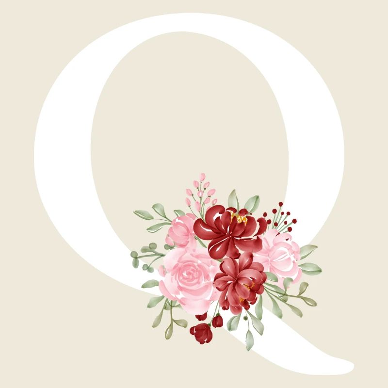 Red Floral Letter Q