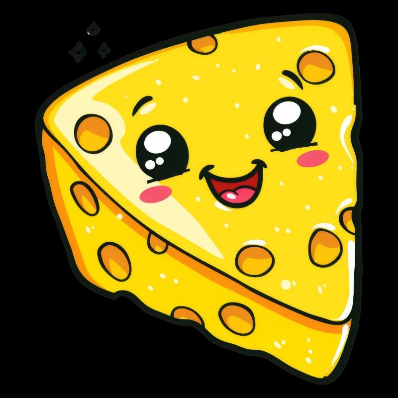Morceau de fromage kawaii avec un visage amusant