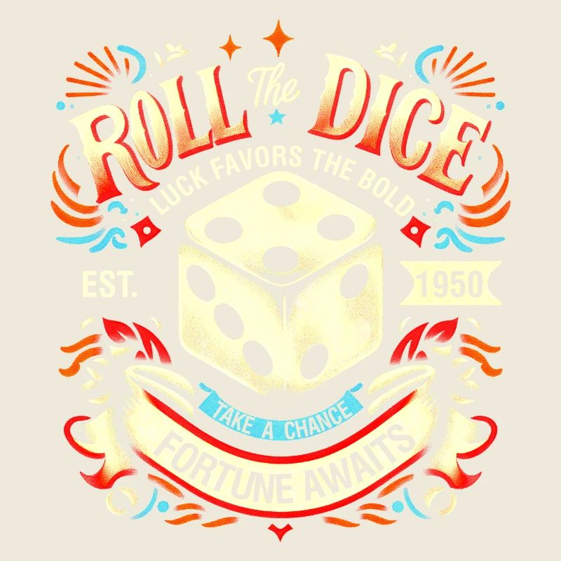 Roll The Dice Design Vintage Old Tattoo Style