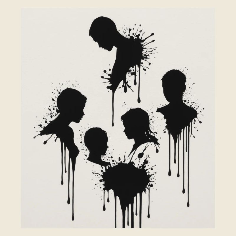Schwarze Silhouetten mit Farbspritzer-Effekt