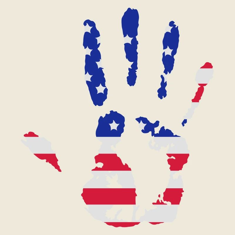 Handprint in US flag colors
