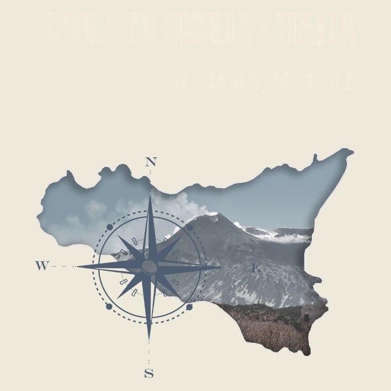 Isola di Sicilia Design Kompass und Ätna