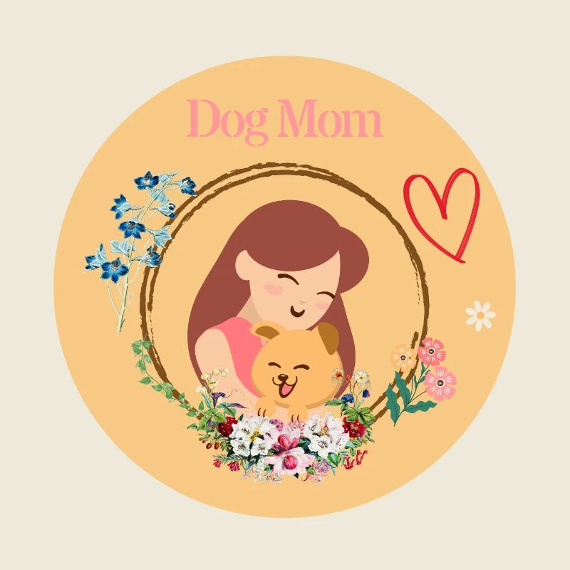 Maman de chien dans une couronne de fleurs