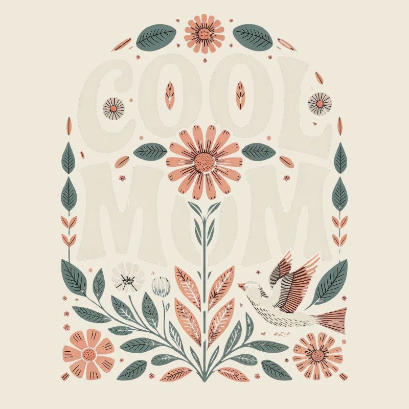 Motif fleural rétro Cool Mom