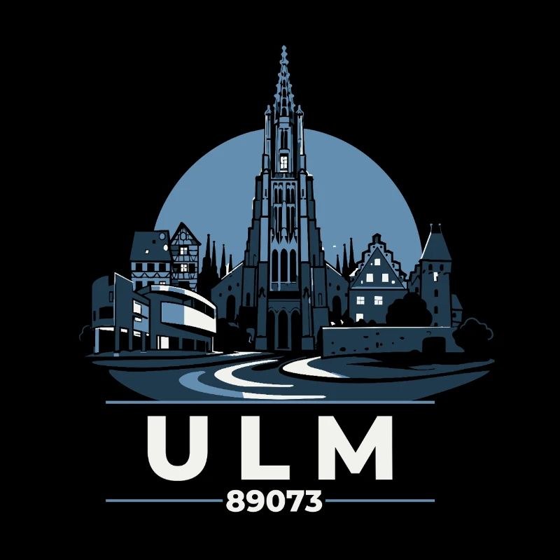 Ulm Skyline Silhouette mit Münster