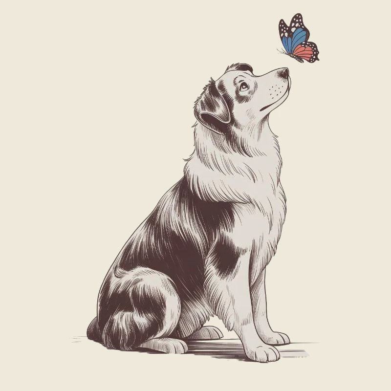 Motif papillon Border Collie