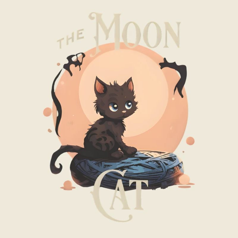 Chat mignon sur la lune – Design de chat mystique