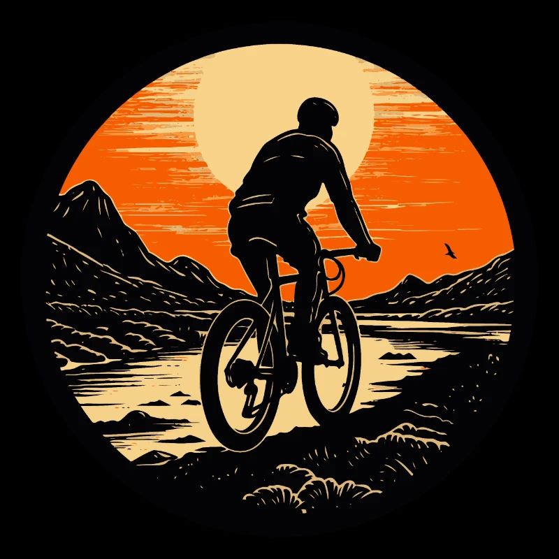 VTT au coucher du soleil