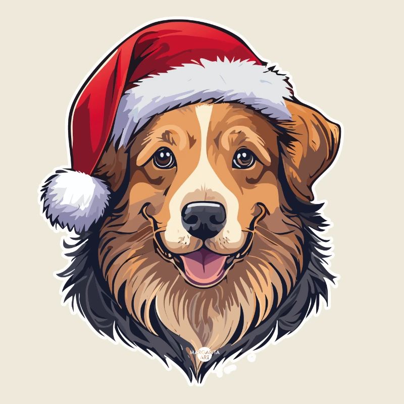 10 chien mignon Père Noël avec chapeau