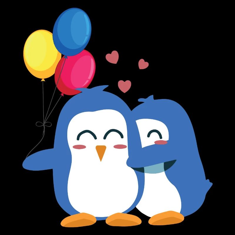 Pinguine mit Luftballons