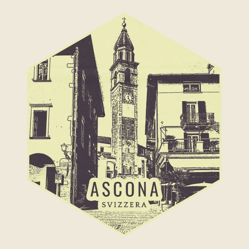 Timbre vintage de la scène de la ville d’Ascona
