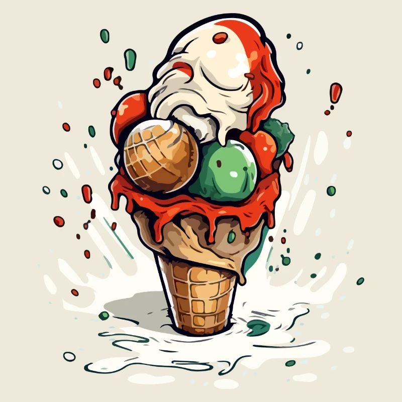 Cornet de glace myrtille pistache vanille