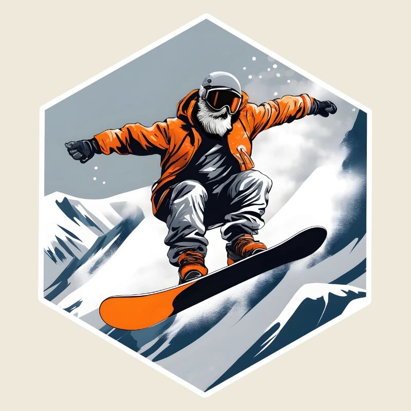 Snowboarder Alter Mann mit Bart