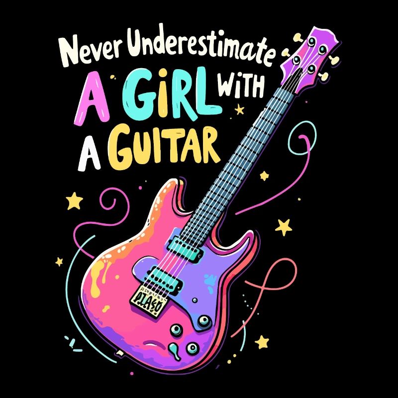 Fille avec la puissance de la guitare