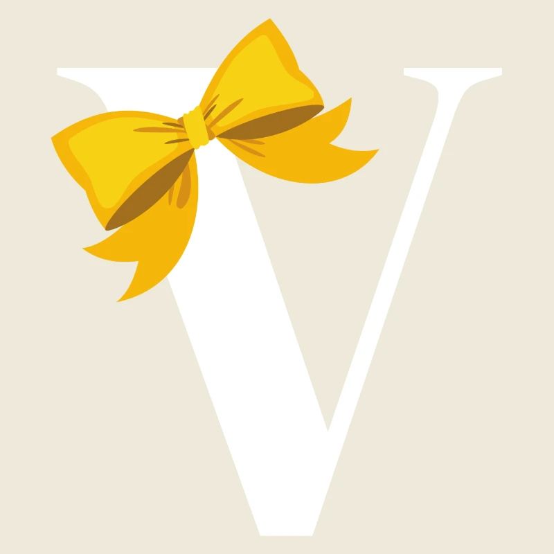 Letter V yellow bow