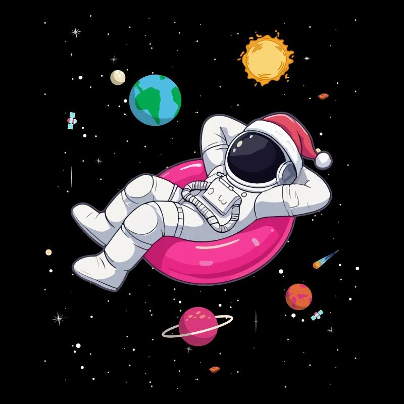Un astronaute de Noël détendu dans l’espace