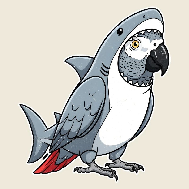 Dessin animé Gris Perroquet Requin Déguisement