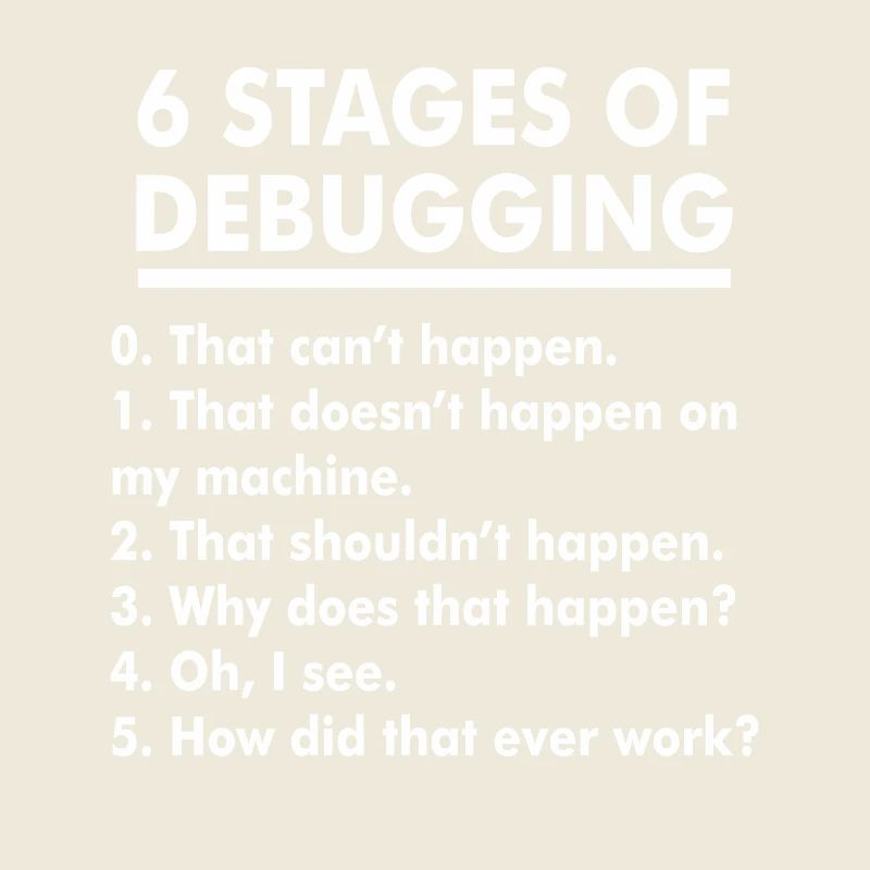 Humorous Debugging Stages Illustration
