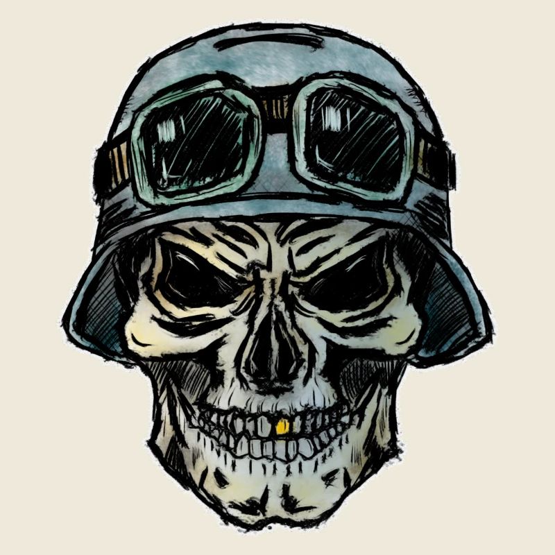 Crazy Biker Totenkopf mit Helm