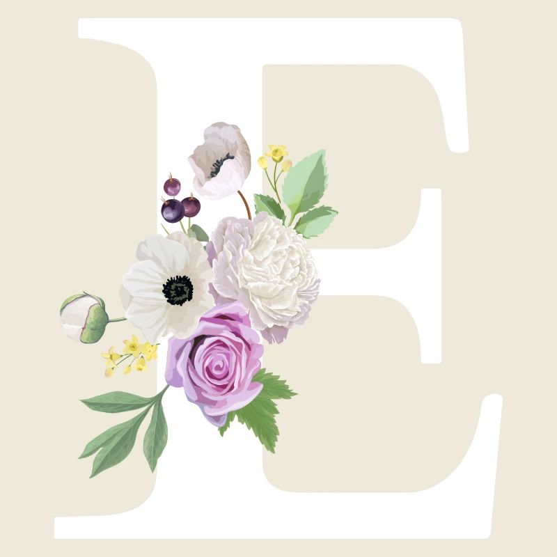 Lettre e floral violet