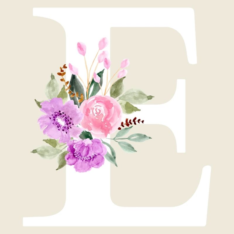 Lettre e floral violet