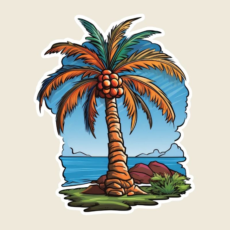 Palm tree with lots of coconuts