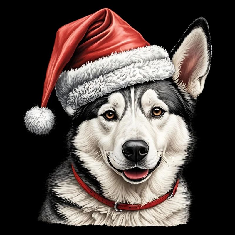 Chien husky de Noël